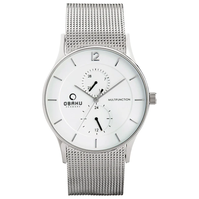 【OBAKU】攻佔視覺雙眼計時米蘭腕錶-不鏽鋼白面(V157GMCIMC)