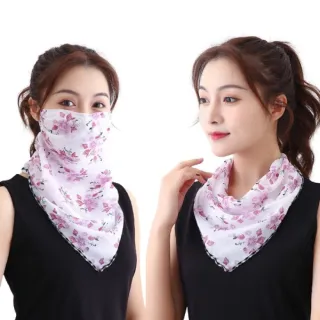 【89 zone】法式雪紡透氣輕薄花朵防曬護頸 面罩 口罩(粉色海棠)