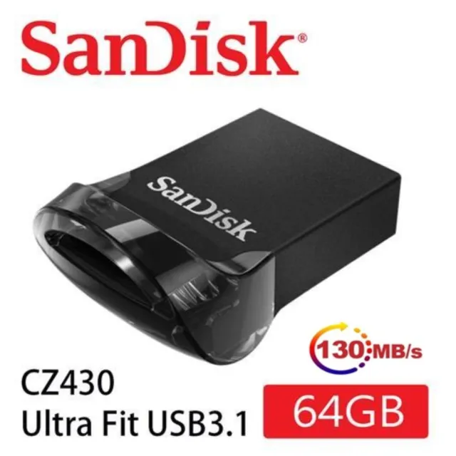 【SanDisk 晟碟】全新版 64GB  Ultra Fit USB3.1 隨身碟(原廠5年保固 130MB/s)