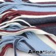 【AnnaSofia】仿羊絨大披肩圍巾-軟柔Q感層色線厚織 現貨(深淺藍系)