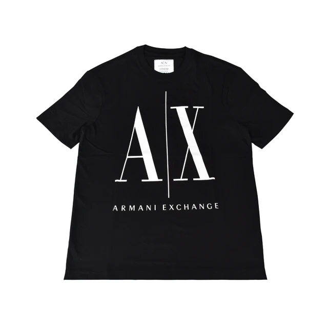 EMPORIO ARMANI A│X Armani Exchange經典壓印字母LOGO造型純棉短袖T恤(XS/S/M/L/黑x白字)