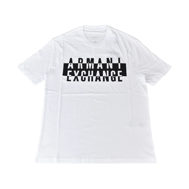 EMPORIO ARMANI A│X Armani Exchange經典黑白字母LOGO造型純棉短袖T恤(XS/S/M/L/白x黑字)