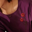 【慢。生活】文藝鈕扣刺繡寬版棉麻上衣-F(紫/綠)
