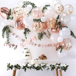 唯美森系玫瑰金HAPPY BIRTHDAY拉花氣球組1組(生日氣球 派對佈置 裝飾 慶生 求婚告白 拍照道具)
