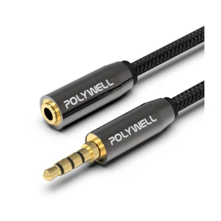 【POLYWELL】3.5mm AUX音源延長線 公對母 1M 3環4節