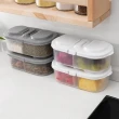 【Dagebeno荷生活】雙格掀蓋保鮮盒 廚房冰箱食材分類密封罐 整齊疊放不雜亂(4入2灰2白)