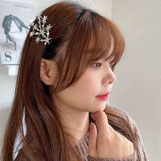 【HaNA 梨花】秋冬派對注目星星在髮際．韓國雪花星光妝點髮夾