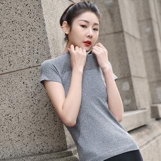 【KISSDIAMOND】超清涼簍空運動休閒上衣-059(短袖/T恤/吸濕/排汗/修身/顯瘦/灰色S-L可選)
