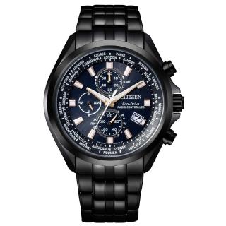 【CITIZEN 星辰】無限巔峰電波光動能男錶-藍x黑/44mm(AT8205-83L)