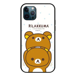 【Rilakkuma 拉拉熊】iPhone12 Pro Max 6.7吋 玻璃背板手機殼/保護殼  藍點雙熊(正版授權 台灣製造)