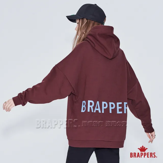 【BRAPPERS】女款 率性大LOGO印花帽T(黑深咖啡)