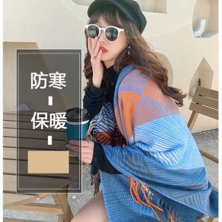 【HaNA 梨花】溫柔冬日印象韓國．拼色條紋線條渲染圍巾(圍脖 圍巾 披肩)