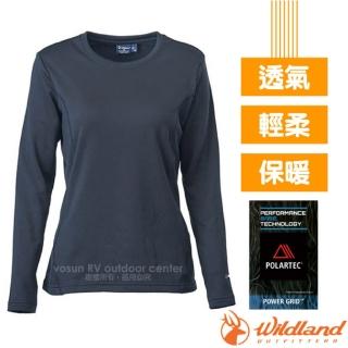 【Wildland 荒野】女超強 Polartec PG 登山型4D彈性圓領超快乾透氣保暖排汗衣.衛生內衣(P2665-54 黑)