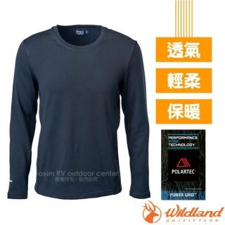 【wildland 荒野】男超強 polartec pg 登山型4d彈性圓領超快乾透氣保暖排汗衣(p2668-54 黑)