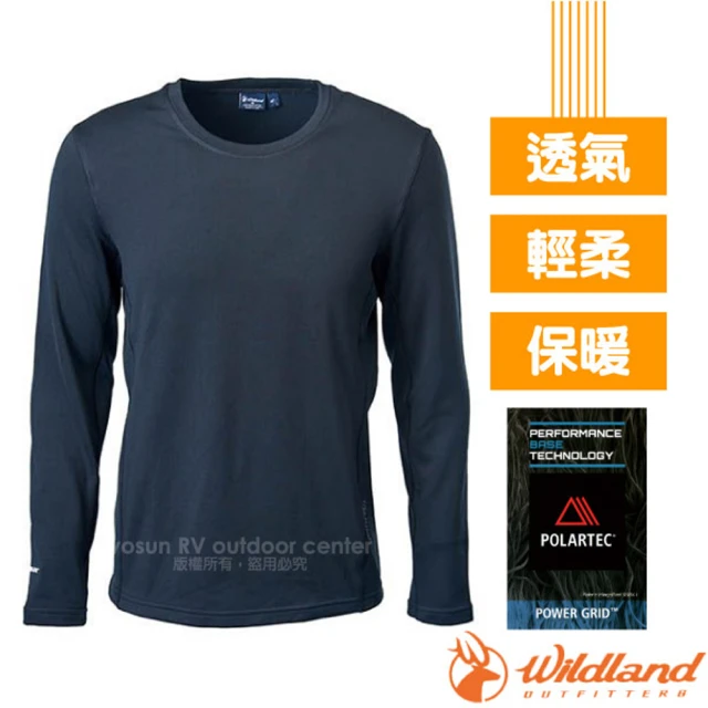 Wildland 荒野 男超強 Polartec PG 登山型4D彈性圓領超快乾透氣保暖排汗衣(P2668-54 黑)