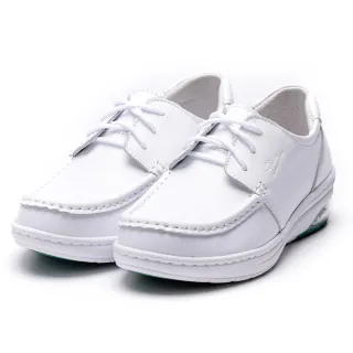 【Leon Chang 雨傘】-官方直營-真皮繫帶式氣墊休閒鞋-白