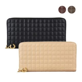 【CELINE】CELINE C CHARM金字LOGO牛皮12卡拉鍊長夾(四色)