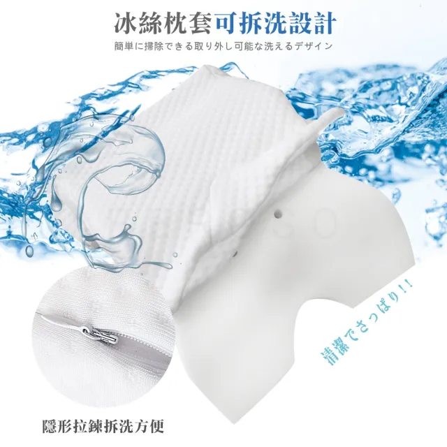 【Beroso 倍麗森】涼感情人U型枕舒適冰絲透氣可水洗記憶午睡枕(記憶枕 涼感枕 趴睡枕 禮物)