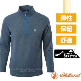 【Wildland 荒野】男新款 雲杉緹花彈性耐磨保暖排汗衣/雙向彈性.柔適內輕刷毛(0A62616-93 深灰色)