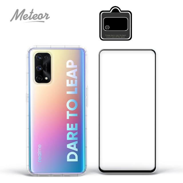 【Meteor】realme X7 Pro 手機保護超值3件組(透明空壓殼+鋼化膜+鏡頭貼)
