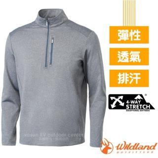 【Wildland 荒野】男新款 4D登山彈性耐磨保暖排汗衣/四向全彈.柔適內刷毛(0A62606-90 深灰)