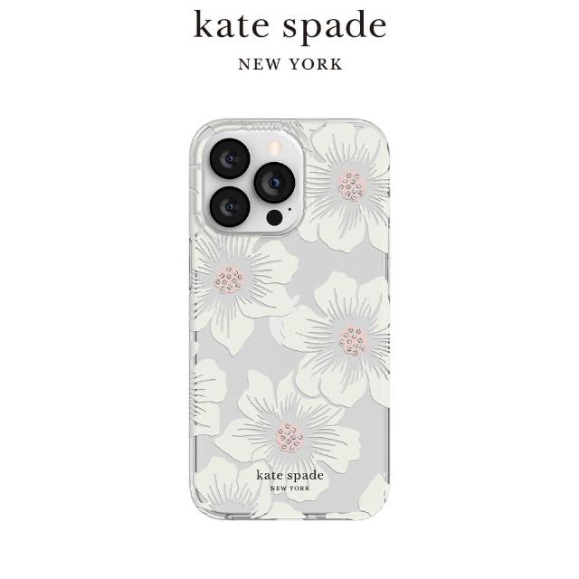 【KATE SPADE】iPhone 12 mini 5.4吋 手機保護殼/套(蜀葵花+白色鑲鑽)