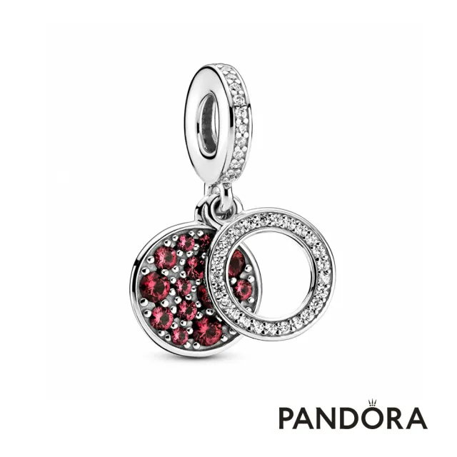 【Pandora官方直營】璀璨深紅雙圓吊飾-絕版品