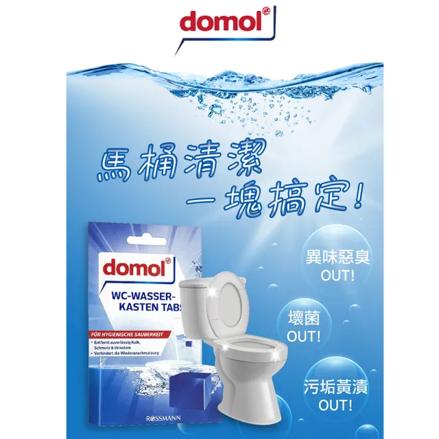 即期品【德國 domol】即期良品 藍藍香馬桶清潔塊 每盒2顆x5組(效期至2024/03)