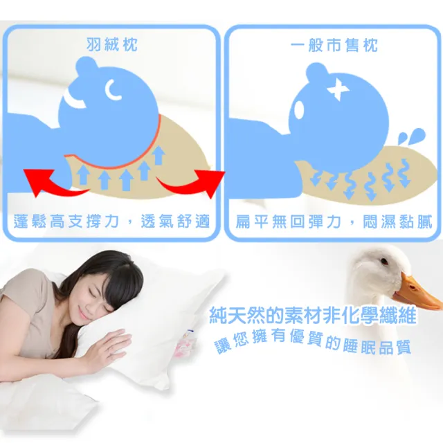【凱蕾絲帝】台灣製造一入100%純天然羽絨枕(超澎柔-專櫃級1.4KG)