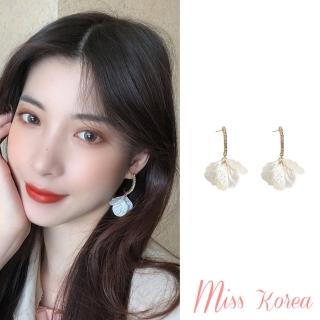 【MISS KOREA】韓國設計S925銀針唯美不規則裂紋花瓣綴鑽氣質耳環