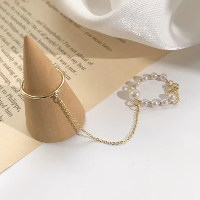 【MISS KOREA】韓國設計甜美珍珠鋯石多種戴法食指戒