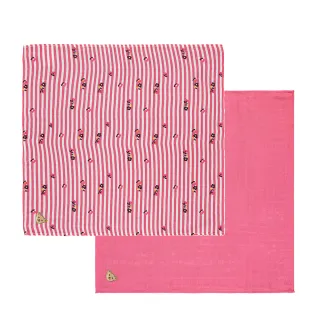 【STEIFF】熊頭 花朵條紋 口水巾 紗布巾 兩件組(口水巾)