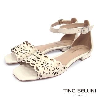 【TINO BELLINI 貝里尼】巴西進口雅致鏤空雕花平底涼鞋FJT0001(白)