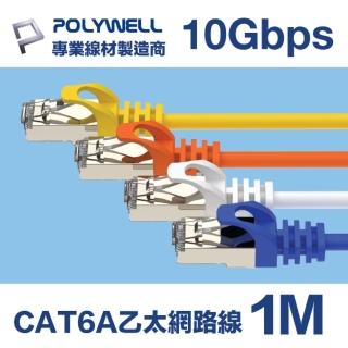 【POLYWELL】CAT6A 高速乙太網路線 S/FTP 10Gbps 1M(適合2.5G/5G/10G網卡 網路交換器 NAS伺服器)