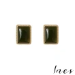 【INES】韓國設計S925銀針幾何方形寶石耳環