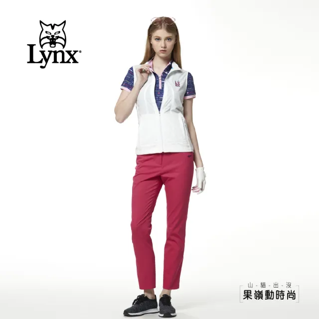 【Lynx Golf】女款彈性舒適涼爽透氣後背通風拉鍊口袋無袖背心(白色)