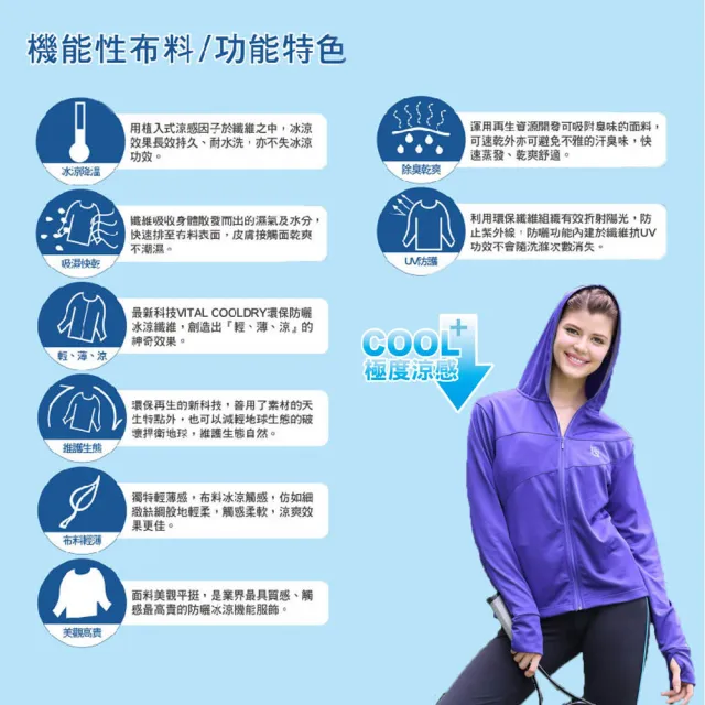 【Vital Silver 銀盾】女抗UV連帽剪接運動防曬外套 防風外套 防潑水外套(台灣製/防風保暖/輕量舒適)