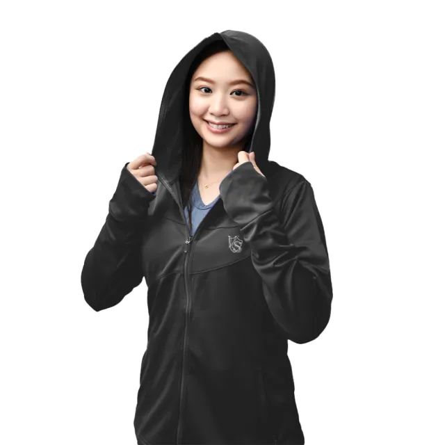 【Vital Silver 銀盾】女抗UV連帽剪接運動防曬外套 防風外套 防潑水外套(台灣製/防風保暖/輕量舒適)