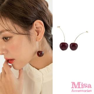 【MISA】韓國設計甜美櫻桃造型小臉效果耳環