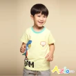 【Azio Kids 美國派】男童 上衣 恐龍投籃印花圓領配色素面上衣T恤(黃)