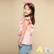 【Azio Kids 美國派】女童 上衣 後排釦前波浪造型短袖上衣(粉)