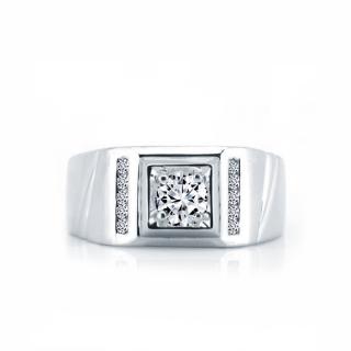 【City Diamond 引雅】『唯一』天然鑽石30分白K金戒指 鑽戒 男戒(永恆守護系列)