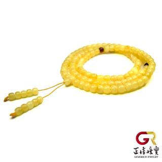 【正佳珠寶】蜜蠟琥珀 頂級蘋果形白金滿蜜 蜜蠟轉運珠 蜜蠟念珠佛珠 6mm 108顆｜特製棉繩(特製研磨蘋果形)