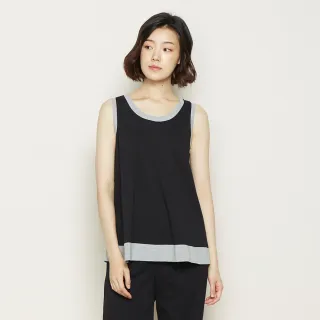 【YVONNE 以旺傢飾】拚色滾邊無袖上衣(黑L)
