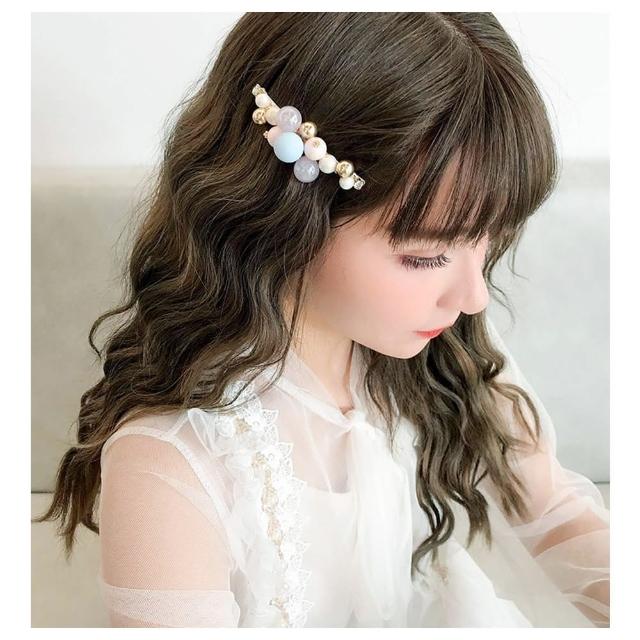 【HaNA 梨花】母親節禮物 韓國糖果果醬組曲．手工彩珠球球粉嫩髮夾(髮夾 髮梳 髮插)
