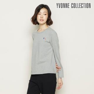 【YVONNE 以旺傢飾】三色梗犬繡花長袖上衣(迷霧灰L)