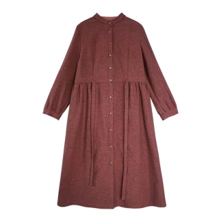 【設計所在】空氣感色織棉繡紅色寬鬆洋裝長裙子 Q20875(S-L可選)