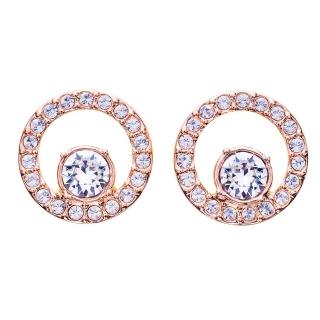 【SWAROVSKI 施華洛世奇】CIRCLE 玫瑰金水晶耳環(限 量 促 銷)