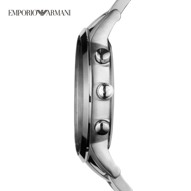 【EMPORIO ARMANI 官方直營】Renato 都會經典湛藍三眼多功手錶 銀色不鏽鋼鍊帶 43MM AR2448