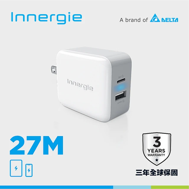 Innergie 27M 27瓦雙孔USB-C極速充電器(ADP-27CB BTA)